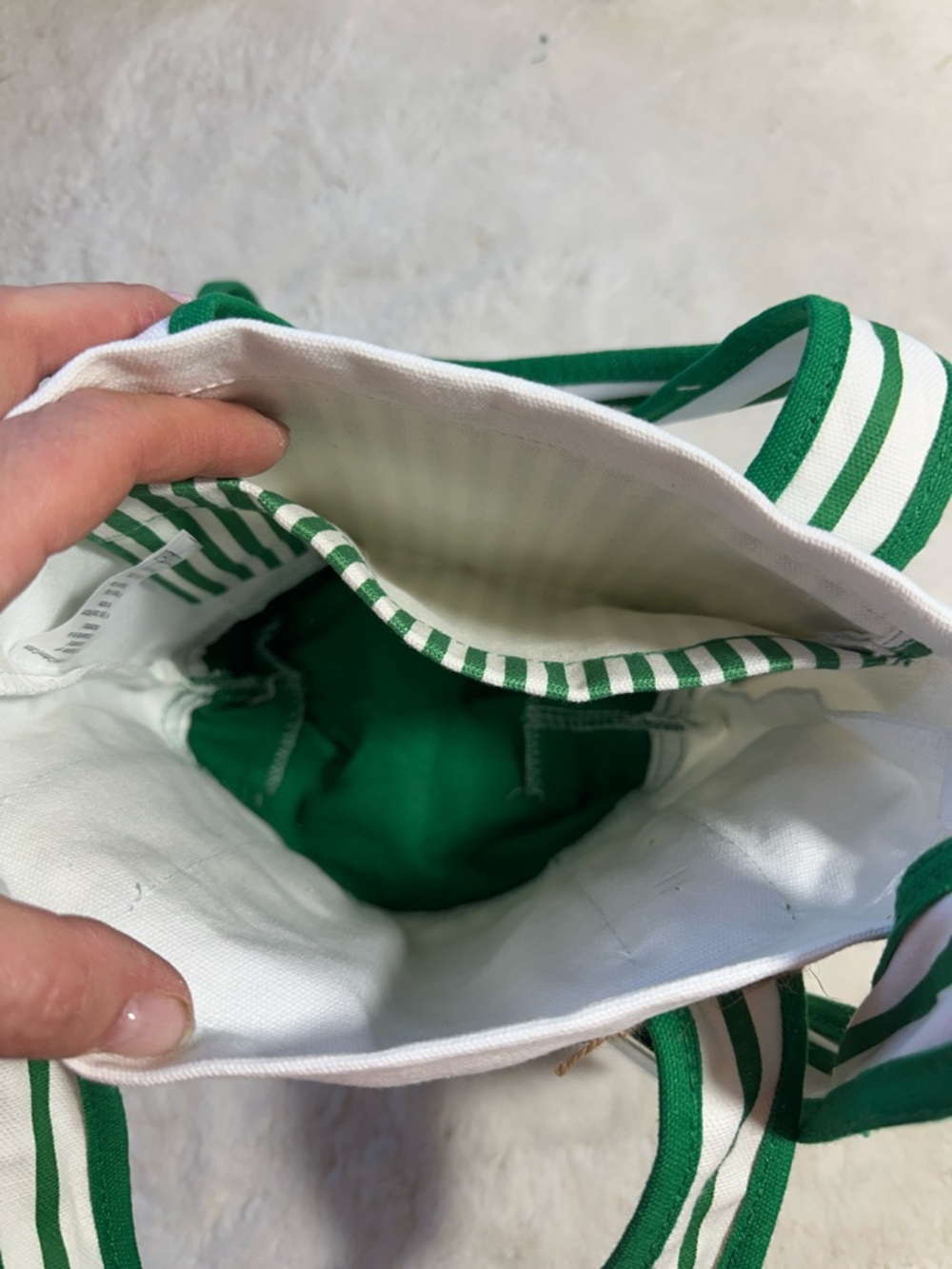Martha Stewart strawberry white and green canvas tote bag and crossbody strap - Picture 5 of 5